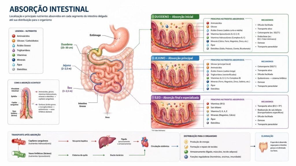 Saúde intestinal e absorção de nutrientes qual a relação